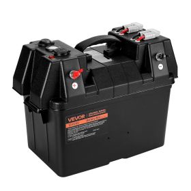 VEVOR Battery Box, Group 24/31 Trolling Motor Battery Box, 12V/24V Marine Batteries Case with PP Shell and Dual Straps, Smart Batteries Case