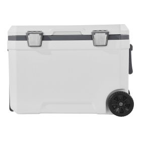 Portable Cooler, 45 QT Wheeled Cooler with Ice Retention, Heavy-Duty Handles and Cup Holder, Lightweight Rigid Material Insulated Portable Cooler