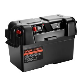 VEVOR Battery Box, Group 24/27 Trolling Motor Battery Box, 12V/24V Marine Batteries Case with PP Shell and Dual Straps, Smart Batteries Case
