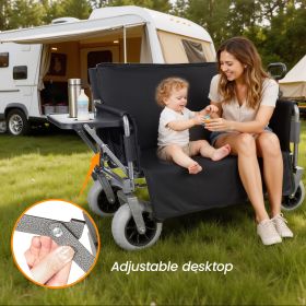 500lbs 3-in-1 Collapsible Wagon Converts to Bench Convertible Folding Wagon Cart with Canopy &Rear-Mounted Folding Tabletop, Heavy-Duty