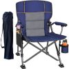 Camping Chairs for Adults, Portable Folding Lawn Chairs with Side Pockets Cup Holder for Outside, Fishing, Camp Garden, Dark Blue