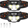 Flashlight, Lumen Ultra-Light Bright LED Rechargeable Headlight with White Red Light, 2-Pack Waterproof Motion Sensor Head Lamp