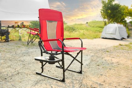 Camping Directors Chair, Heavy Duty,Oversized Portable Folding Chair with Side Table, Pocket for Beach, Fishing,Trip,Picnic,Lawn Red