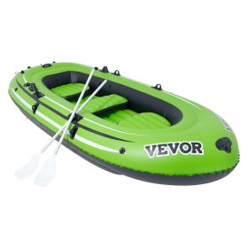 VEVOR Inflatable Boat, 3-Person Inflatable Fishing Boat, Strong PVC Portable Boat Raft Kayak, 45.6" Aluminum Oars, High-Output Pump