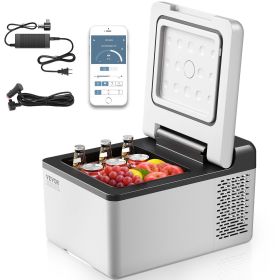 12 Volt Refrigerator 10 Qt, Portable Mini Freezer -4 to 68 F with APP Control Car Compressor Fridge Cooler 12V/24V DC and 110-220V AC For Camping