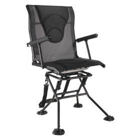 VEVOR Hunting Chair, 360° Silent Swivel, Foldable Portable Blind Chair, Heavy-Duty Steel Frame Ground Stool Seat, with Armrests