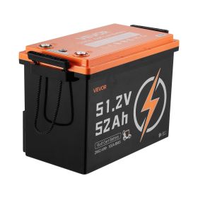 VEVOR 48V (51.2V) 52AH Lithium Golf Cart Battery, with 15A Charger, Lifepo4 Battery Kit, Built-in 100A BMS, 4000 Cycles, 2C Discharge Rate
