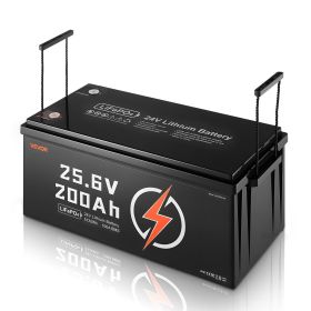 VEVOR 24V 200Ah LiFePO4 Lithium Battery, Built-in 100A BMS, Deep Cycle Lithium Rechargeable Battery with Low Temperature Protection, 4000+ Cycles