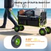 Fishing Cart Beach Cart Collapsible Wagon 9.85'' All-Terrain Wheels for Sand, Heavy Duty Garden Cart with Rod Holders