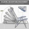 Set of 2 Fishing Chairs, Camping Chairs with Adjustable Backrest and Headrest, Folding Chair for Outdoor, Light Grey