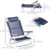 Set of 2 Fishing Chairs, Camping Chairs with Adjustable Backrest and Headrest, Folding Chair for Outdoor, Dark Blue