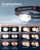 2 Pack Headlamps, Bright LED Rechargeable Headlight, Lightweight Head Flashlight with 12 Lighting Modes & Motion Sensor, Adjustable Headband