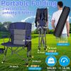 Camping Chairs for Adults, Portable Folding Lawn Chairs with Side Pockets Cup Holder for Outside, Fishing, Camp Garden, Dark Blue