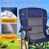 Camping Chairs for Adults, Portable Folding Lawn Chairs with Side Pockets Cup Holder for Outside, Fishing, Camp Garden, Dark Blue