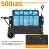 500lbs 3-in-1 Collapsible Wagon Converts to Bench Convertible Folding Wagon Cart with Canopy &Rear-Mounted Folding Tabletop, Heavy-Duty