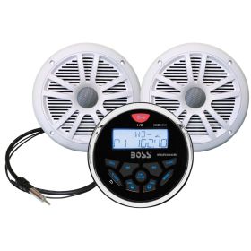 Boss Audio MCKGB350W.6 Marine Stereo &amp; 6.5" Speaker Kit (Option: White)