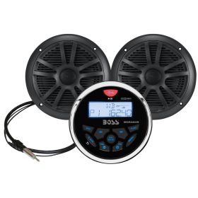 Boss Audio MCKGB350W.6 Marine Stereo &amp; 6.5" Speaker Kit (Option: Black)