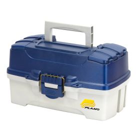 Plano 2 (Option: Tray Tackle Box w/Duel Top Access  Blue Metallic/Off White)