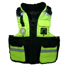 First Watch AV (Option: 800 Four Pocket Flotation Vest  HiVis Yellow  XXL to3XL)