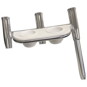Tigress Offset Triple Rod Holder w/Cup Holders (Option: Port Side  Polished Aluminum)