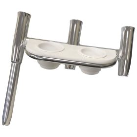 Tigress Offset Triple Rod Holder w/Cup Holders (Option: Starboard Side  Polished Aluminum)
