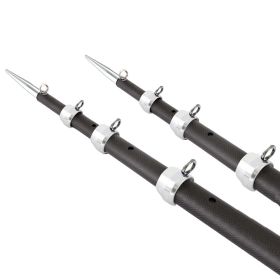 Tigress XD 3k Carbon Fiber Telescoping Outrigger Poles (Option: 18 feet  Matte Black/ Silver  Pair)