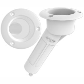 Mate Series Plastic 30&deg; Rod &amp; Cup Holder (Option: Drain  Round Top  White)